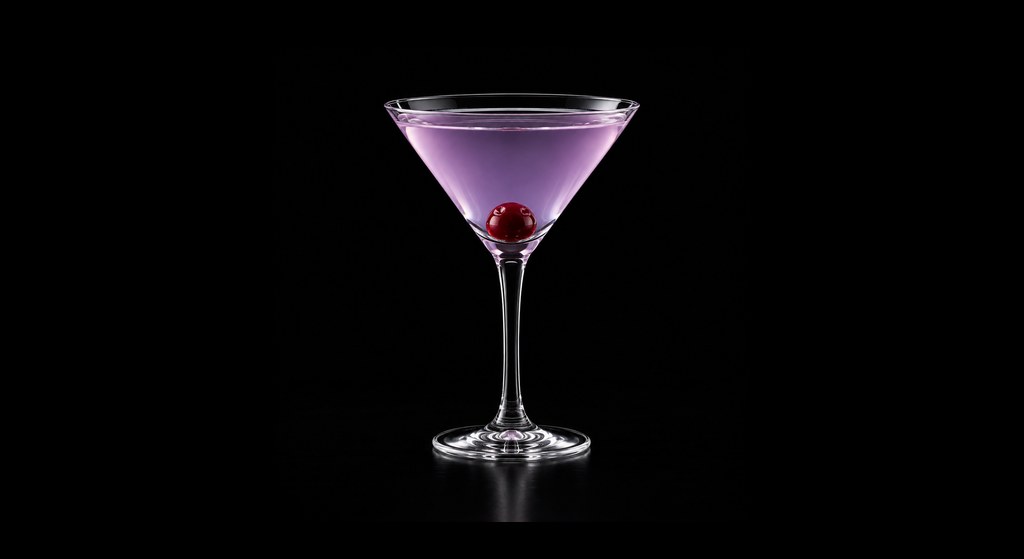 Vernalagnia Martini cocktail on a dark studio background