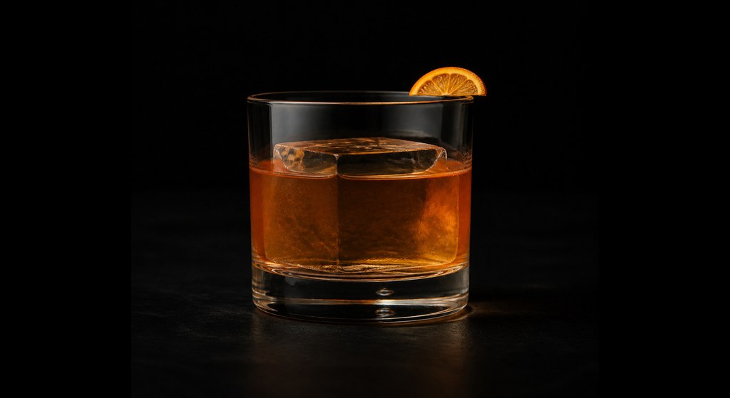 Vizier's Tale cocktail on a dark studio background