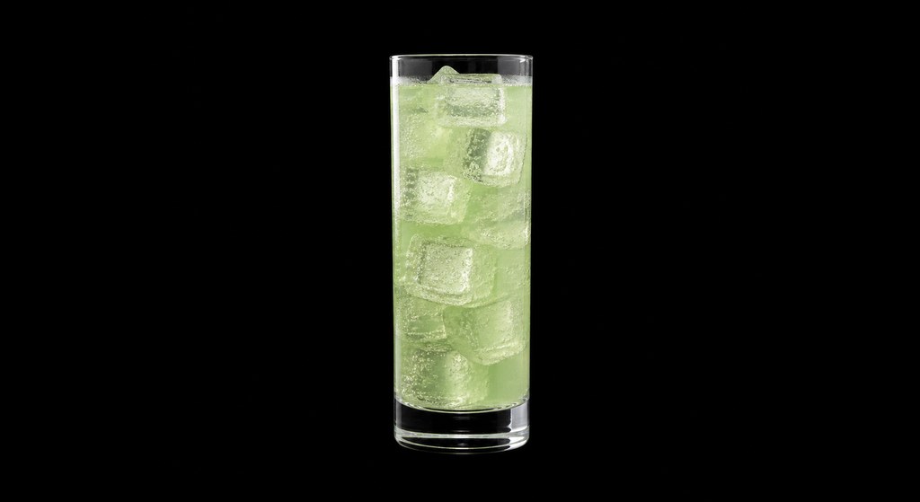 Vodka Slime cocktail on a dark studio background