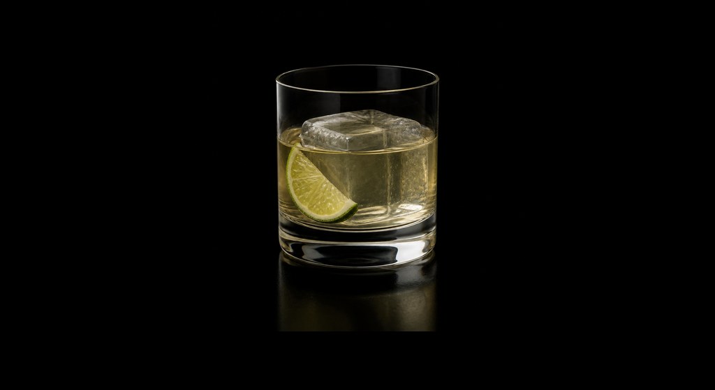 Waters of Hippocrene cocktail on a dark studio background
