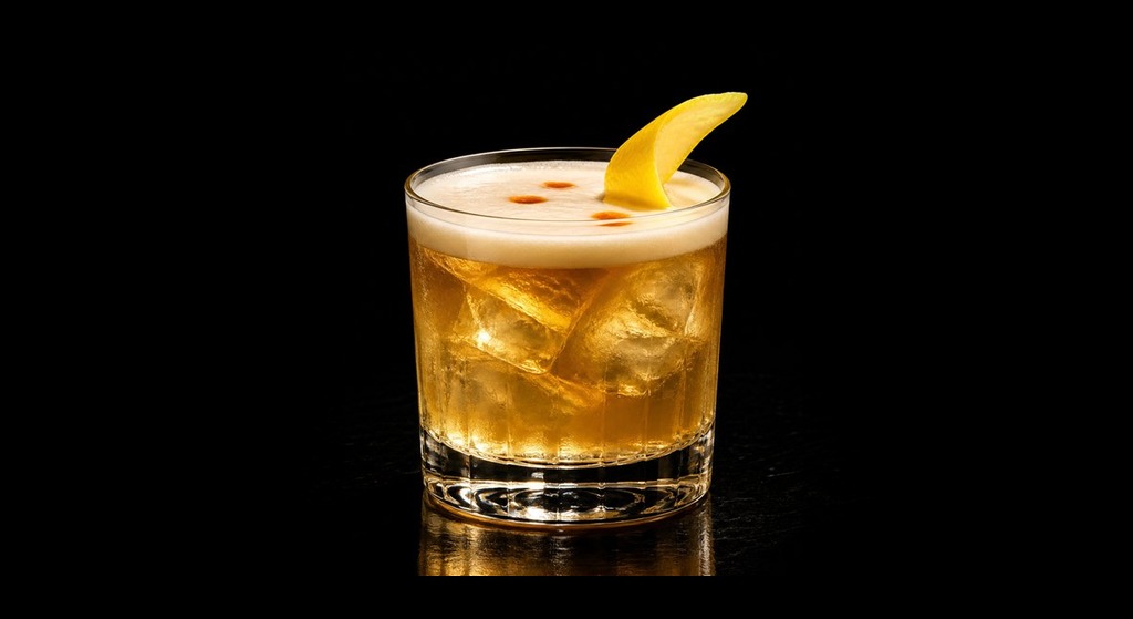whiskey sour cocktail in a serving glass