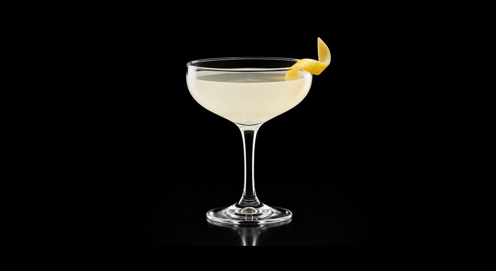 White Lady cocktail on a black studio background