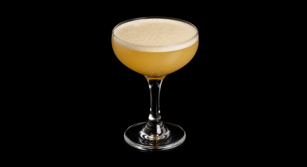 Widow's Dream cocktail on a dark studio background
