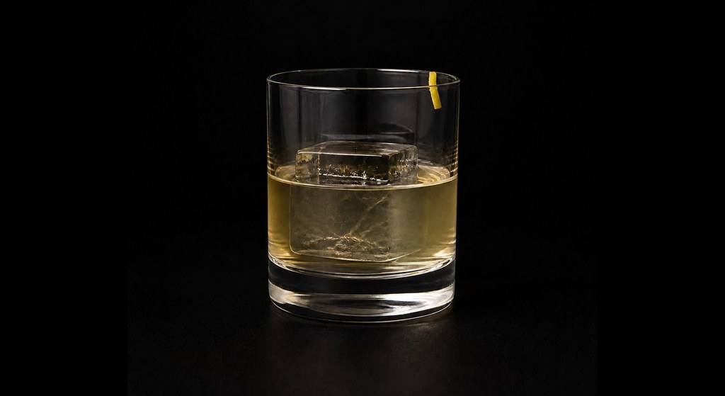 Youth & Treachery cocktail on a dark studio background