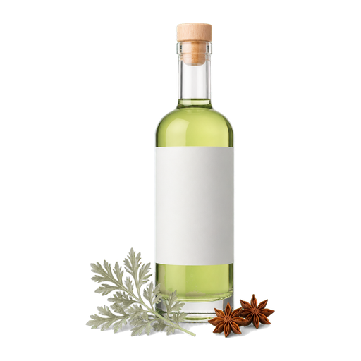 Absinthe cocktail ingredient on a transparent background