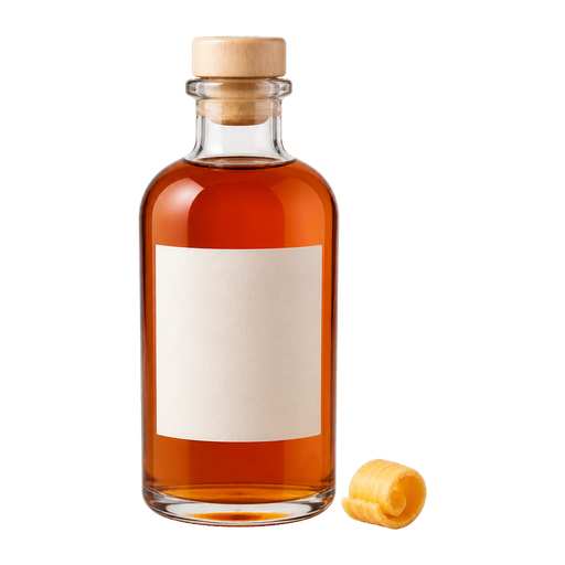 Brown-Butter-Washed Aged Rum cocktail ingredient on a transparent background