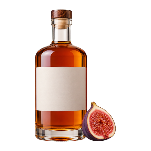 Fig-Infused Bourbon cocktail ingredient on a transparent background