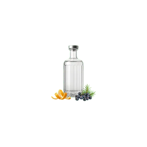 London dry gin cocktail ingredient on a transparent background