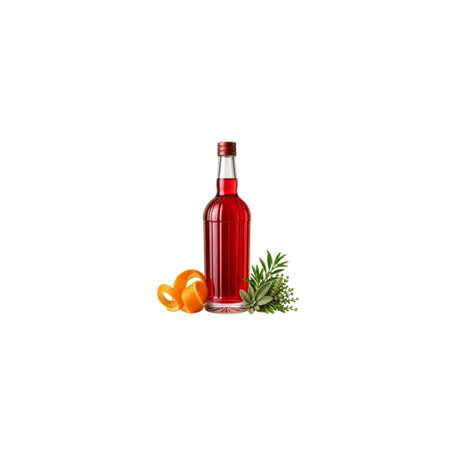Red bitter aperitif cocktail ingredient on a transparent background